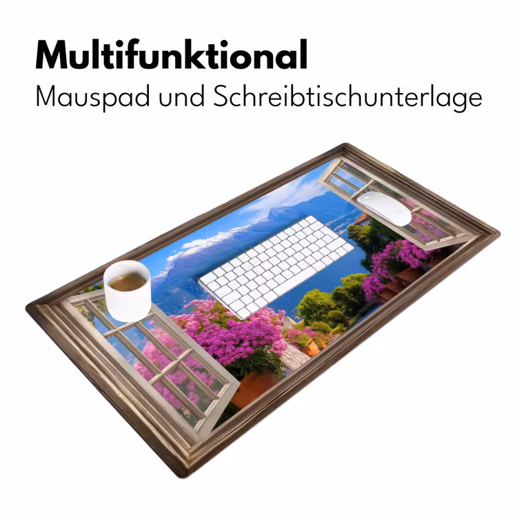 Doorkijk - Berg - Landschap - Uitzicht - Meer Muismat XXL klein -ysfeer4_duits