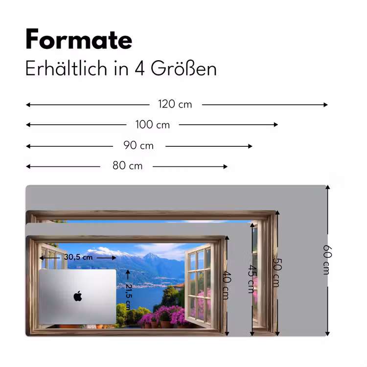 Doorkijk - Berg - Landschap - Uitzicht - Meer Muismat XXL klein -ysfeer5_duits