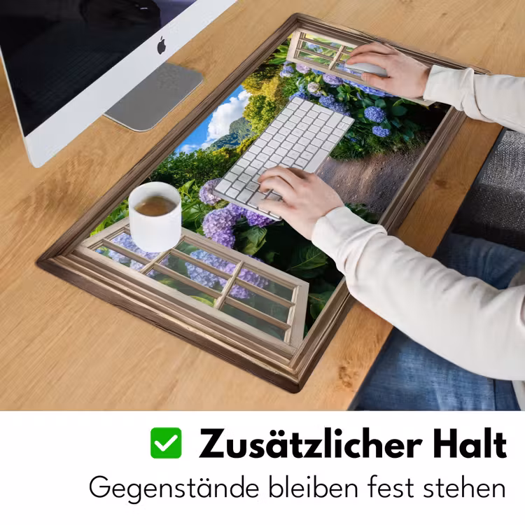 Doorkijk - Hortensia - Pad - Natuur Muismat XXL klein -ysfeer3_duits