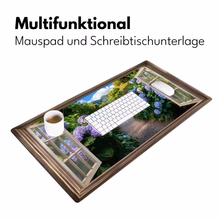 Doorkijk - Hortensia - Pad - Natuur Muismat XXL klein -ysfeer4_duits