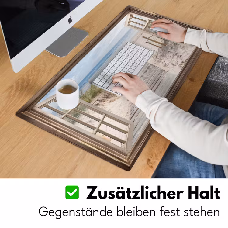 Doorkijk - Strand - Duinen - Pad - Landschap Muismat XXL klein -ysfeer3_duits