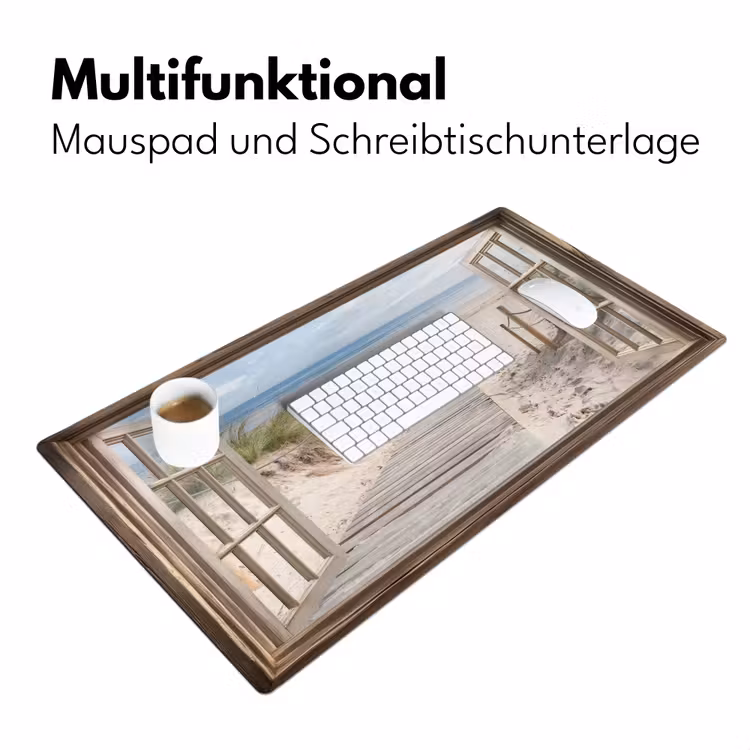 Doorkijk - Strand - Duinen - Pad - Landschap Muismat XXL klein -ysfeer4_duits