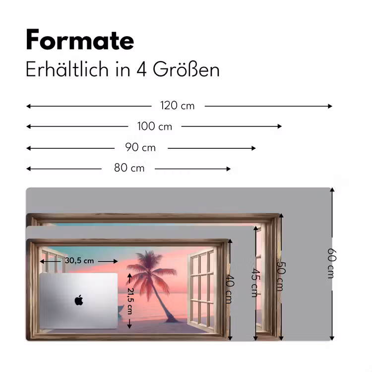 Doorkijk - Strand - Palmboom - Tropisch Muismat XXL klein -ysfeer5_duits