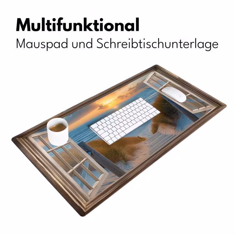 Doorkijk - Strand - Pad - Zonsondergang Muismat XXL klein -ysfeer4_duits