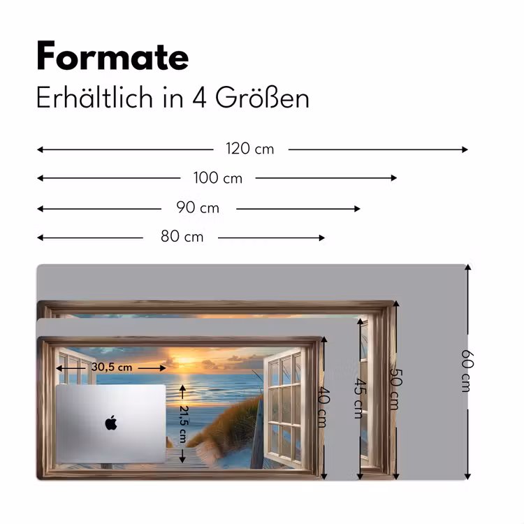 Doorkijk - Strand - Pad - Zonsondergang Muismat XXL klein -ysfeer5_duits