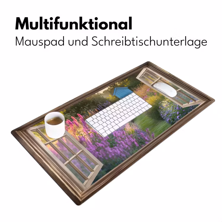 Doorkijk - Bloemen - Raam - Natuur Muismat XXL klein -ysfeer4_duits