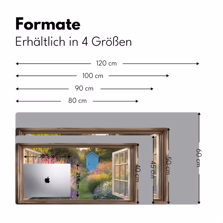 Doorkijk - Bloemen - Raam - Natuur Muismat XXL klein -ysfeer5_duits