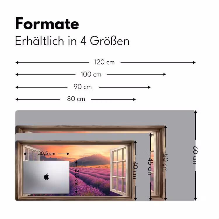 Doorkijk - Lavendel - Landschap - Bloemen - Paars Muismat XXL klein -ysfeer5_duits