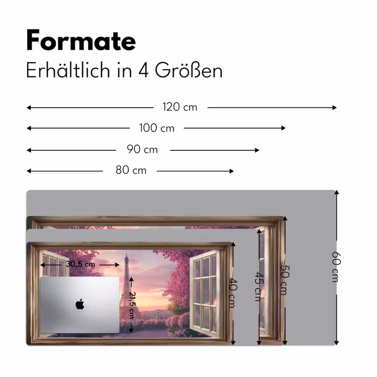 Doorkijk - Parijs - Eiffeltoren - Roze - Kersenbloesem Muismat XXL klein -ysfeer5_duits