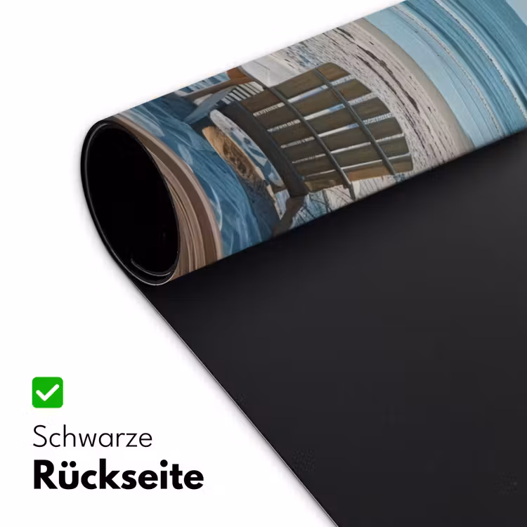 Doorkijk - Strandstoelen - Duinen - Zee - Natuur Muismat XXL klein -ysfeer2_duits