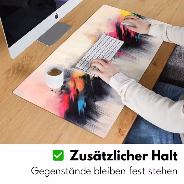 Dynamisch - Abstract - Kleurrijk - Zwart Muismat XXL klein -ysfeer3_duits