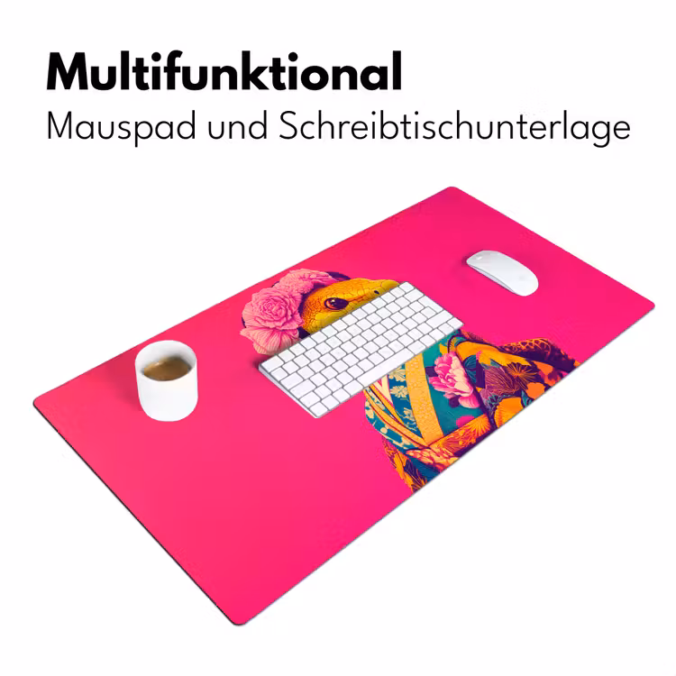 Hagedis - Bloemen - Roze - Kimono Muismat XXL klein -ysfeer4_duits