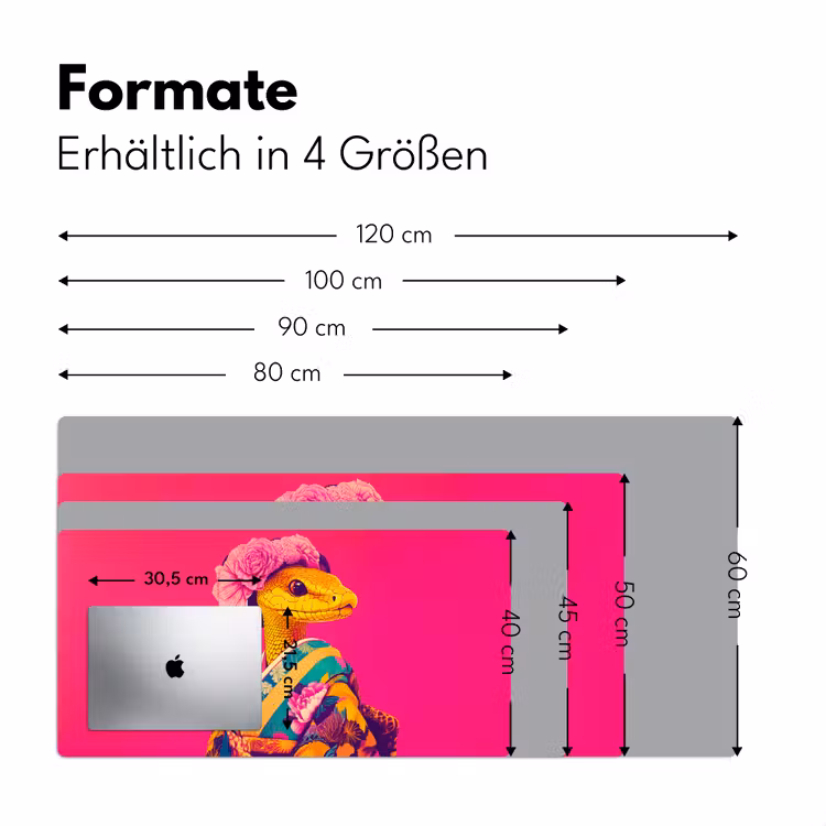Hagedis - Bloemen - Roze - Kimono Muismat XXL klein -ysfeer5_duits