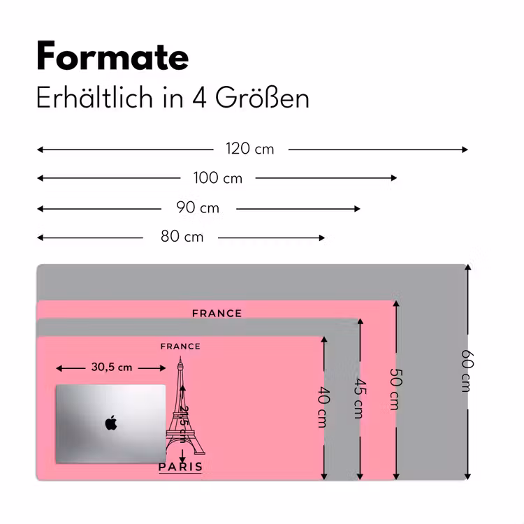Schreibtischunterlage - Eiffelturm – Paris – Architektur – Minimalistisch – Rosa - Eiffeltoren - Parijs - Architectuur - Minimalistisch - Roze Muismat XXL klein
