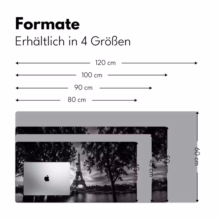 Eiffeltoren - Parijs - Rivier - Architectuur - Zwart-wit Muismat XXL klein -ysfeer5_duits