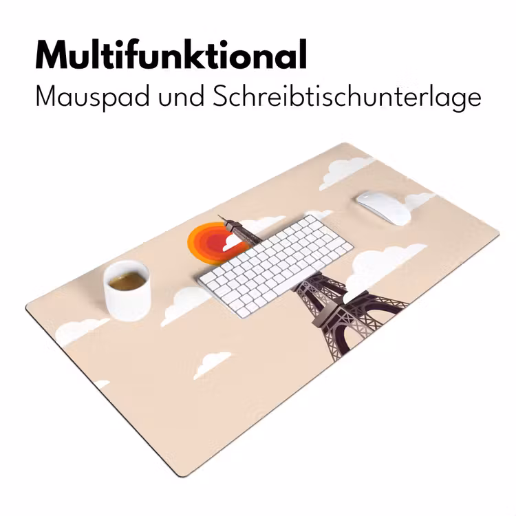 Schreibtischunterlage - Eiffelturm – Sonne – Architektur – Abstrakt – Beige - Eiffeltoren - Zon - Architectuur - Abstract - Beige Muismat XXL klein