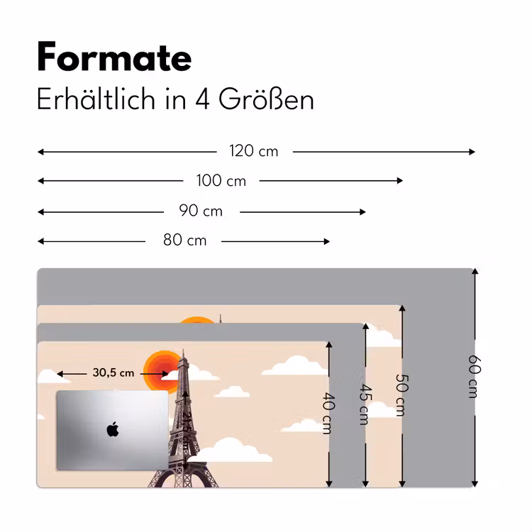 Schreibtischunterlage - Eiffelturm – Sonne – Architektur – Abstrakt – Beige - Eiffeltoren - Zon - Architectuur - Abstract - Beige Muismat XXL klein