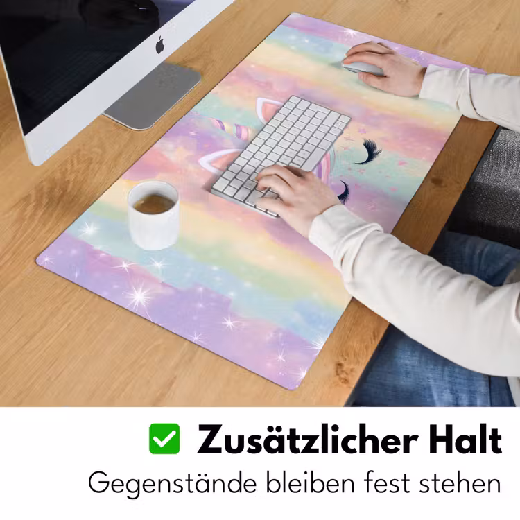 Eenhoorn - Glitters - Regenboog - Pastel Muismat XXL klein -ysfeer3_duits