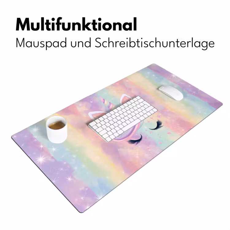 Eenhoorn - Glitters - Regenboog - Pastel Muismat XXL klein -ysfeer4_duits