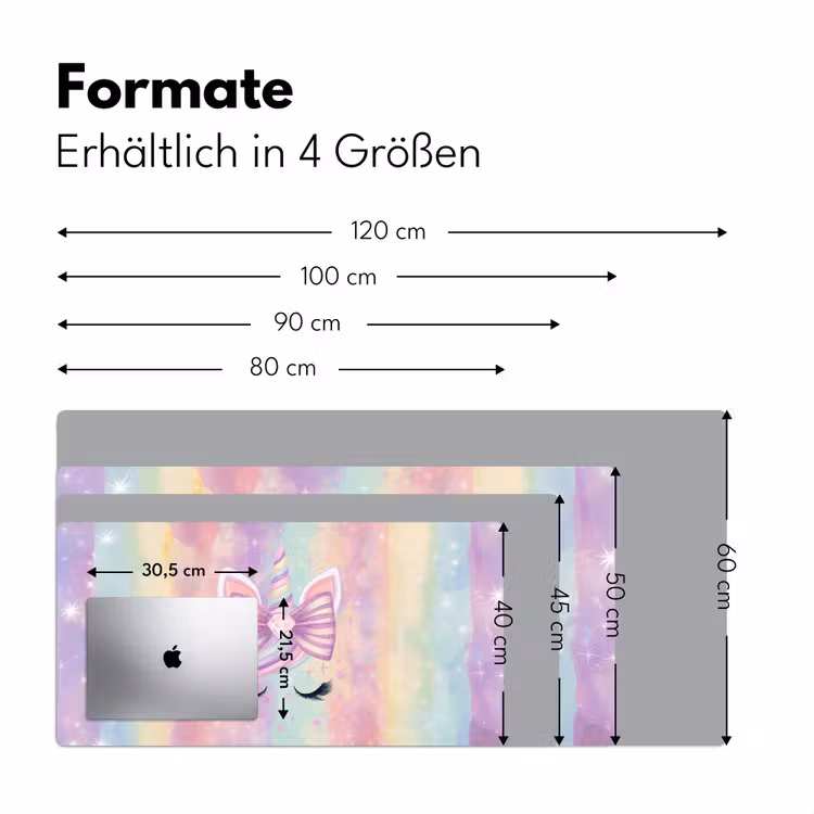 Eenhoorn - Glitters - Regenboog - Pastel Muismat XXL klein -ysfeer5_duits