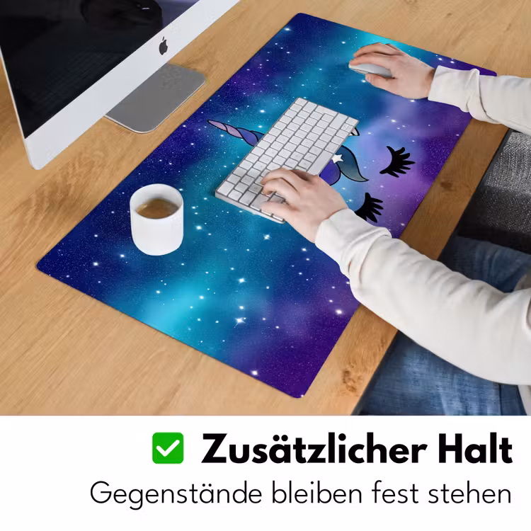 Eenhoorn - Sterrenhemel - Ster - Blauw Muismat XXL klein -ysfeer3_duits