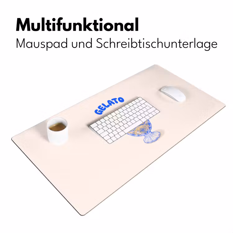 Schreibtischunterlage - Eis – Zitrone – Illustration – Gelb – Dessert - IJs - Citroen - Illustratie - Geel - Dessert Muismat XXL klein