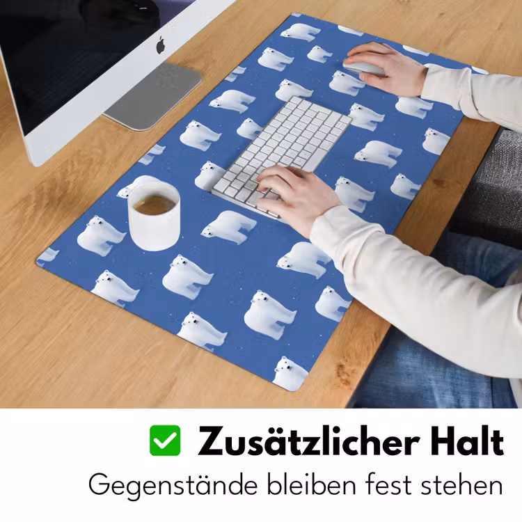 IJsbeer - Patroon - Blauw Muismat XXL klein 681 -ysfeer3_duits