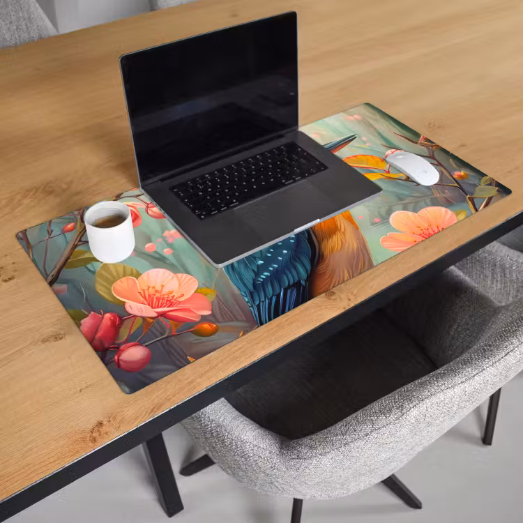 IJsvogel - Bloesem - Natuur - Vogels - Bloemen Muismat XXL klein -sfeer1