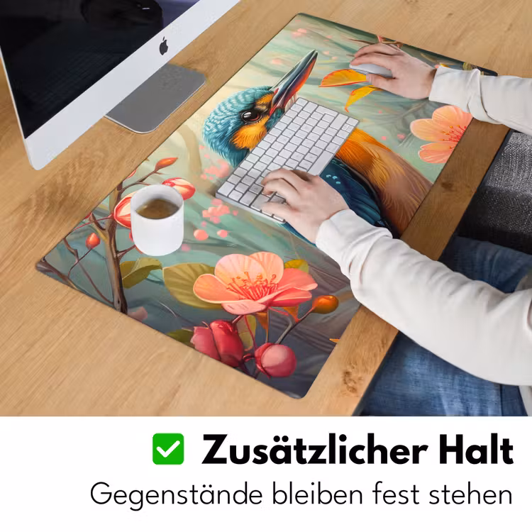 IJsvogel - Bloesem - Natuur - Vogels - Bloemen Muismat XXL klein -ysfeer3_duits