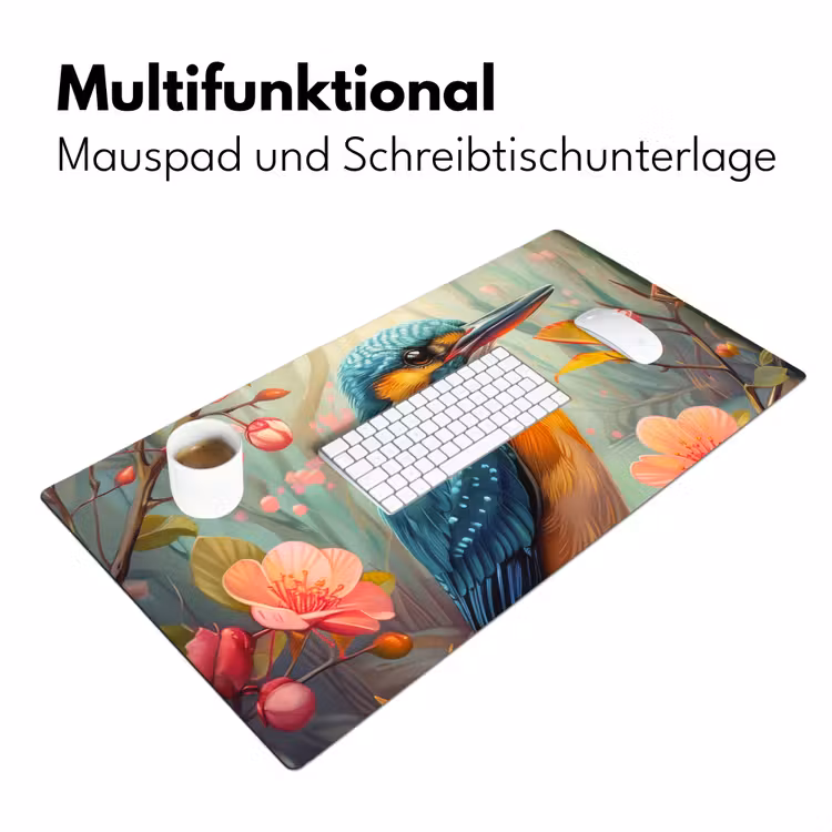 IJsvogel - Bloesem - Natuur - Vogels - Bloemen Muismat XXL klein -ysfeer4_duits