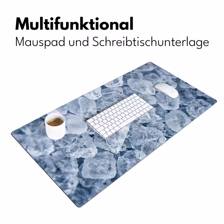 Ijsblokjes - Water - Blauw Muismat XXL klein -ysfeer4_duits