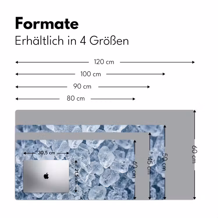 Ijsblokjes - Water - Blauw Muismat XXL klein -ysfeer5_duits