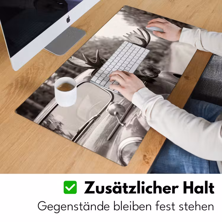 Eland - Auto - Gewei - Zwart - Wit Muismat XXL klein -ysfeer3_duits