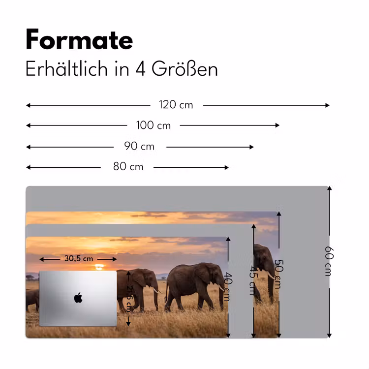 Olifanten - Savanne - Zonsondergang - Afrika - Warm Muismat XXL klein -ysfeer5_duits