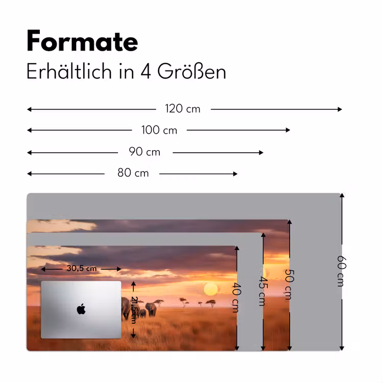 Groep olifanten - Open vlakte - Zon Muismat XXL klein -ysfeer5_duits
