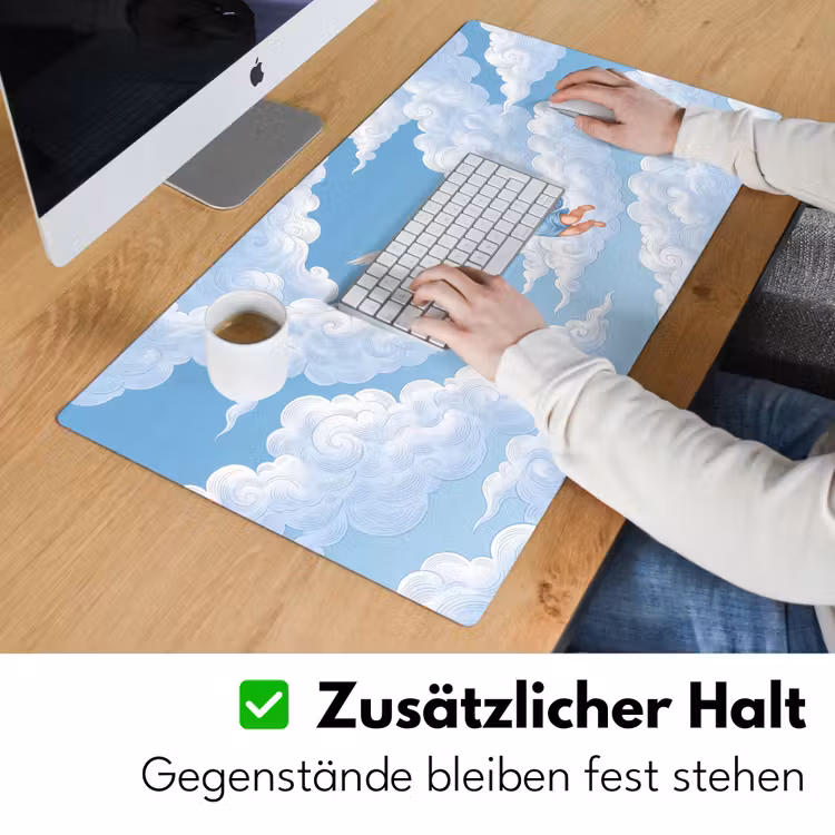 Engel - Vliegend - Klassiek - Blauw Muismat XXL klein -ysfeer3_duits