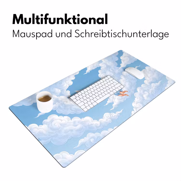 Engel - Vliegend - Klassiek - Blauw Muismat XXL klein -ysfeer4_duits