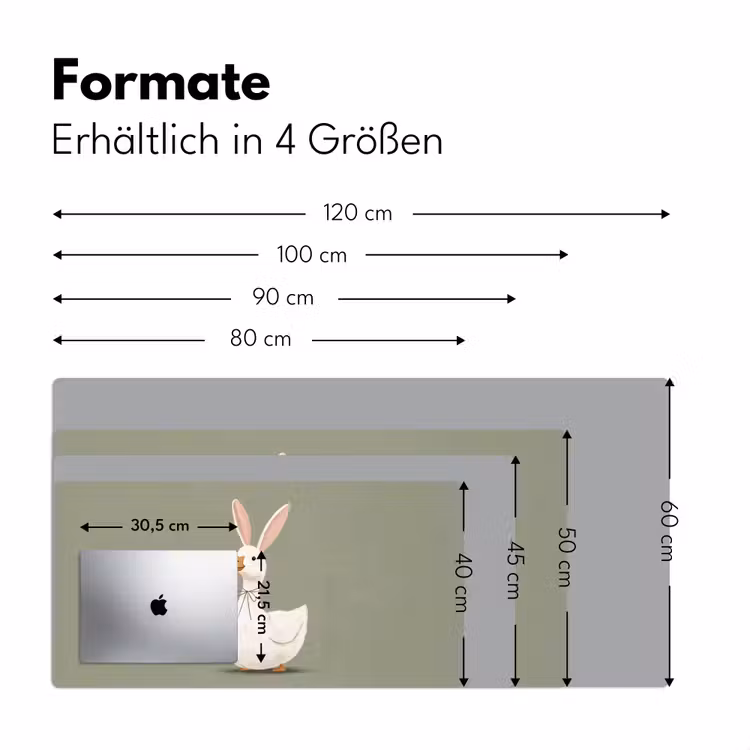 Eend - Konijnoren - Grijs Muismat XXL klein -ysfeer5_duits