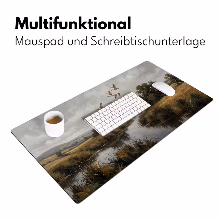 Eenden - Rivier - Landschap - Vlucht - Nostalgisch Muismat XXL klein -ysfeer4_duits