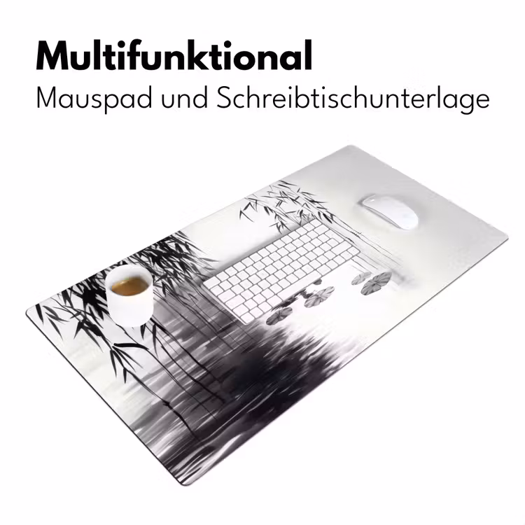 Eenden - Waterlelies - Riet - Zwart Muismat XXL klein -ysfeer4_duits