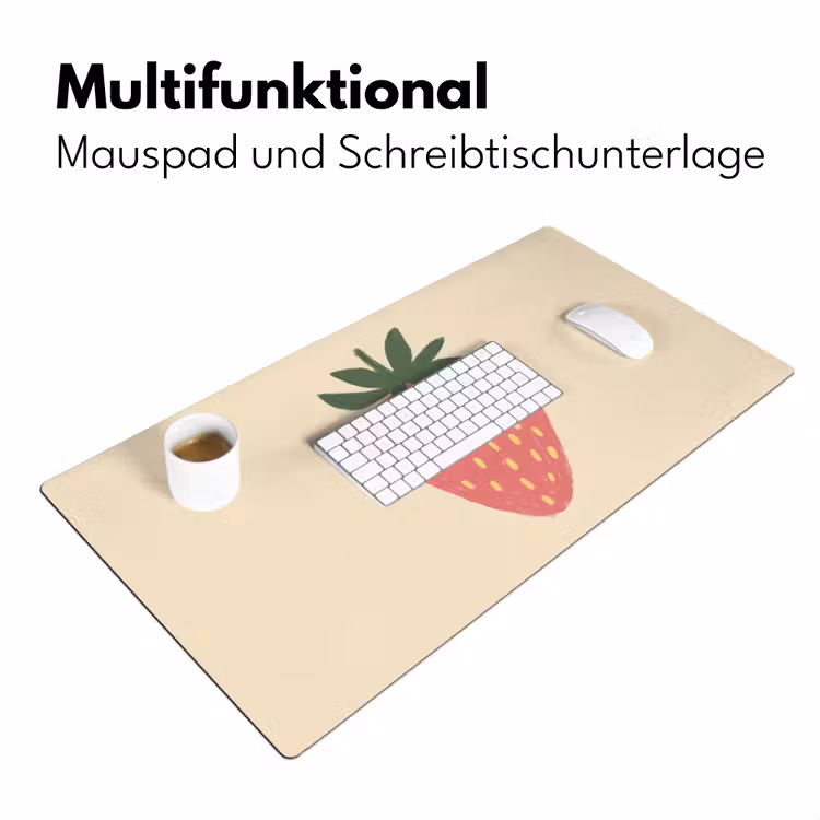 Aardbei - Minimalistisch - Rood - Fruit Muismat XXL klein -ysfeer4_duits