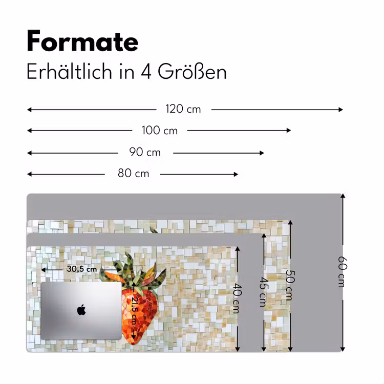 Aardbei - Rood - Mozaïek - Fruit Muismat XXL klein -ysfeer5_duits