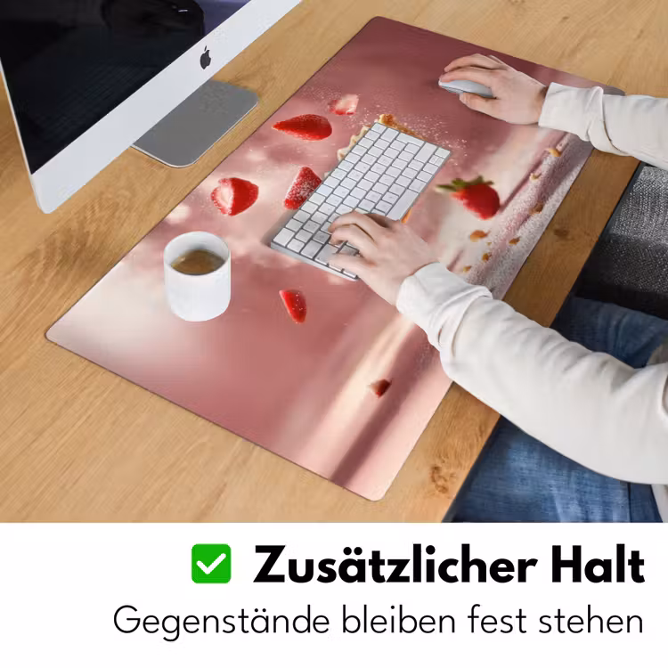 Aardbei - Taart- Eten - Roze Muismat XXL klein -ysfeer3_duits
