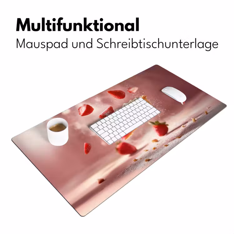 Aardbei - Taart- Eten - Roze Muismat XXL klein -ysfeer4_duits