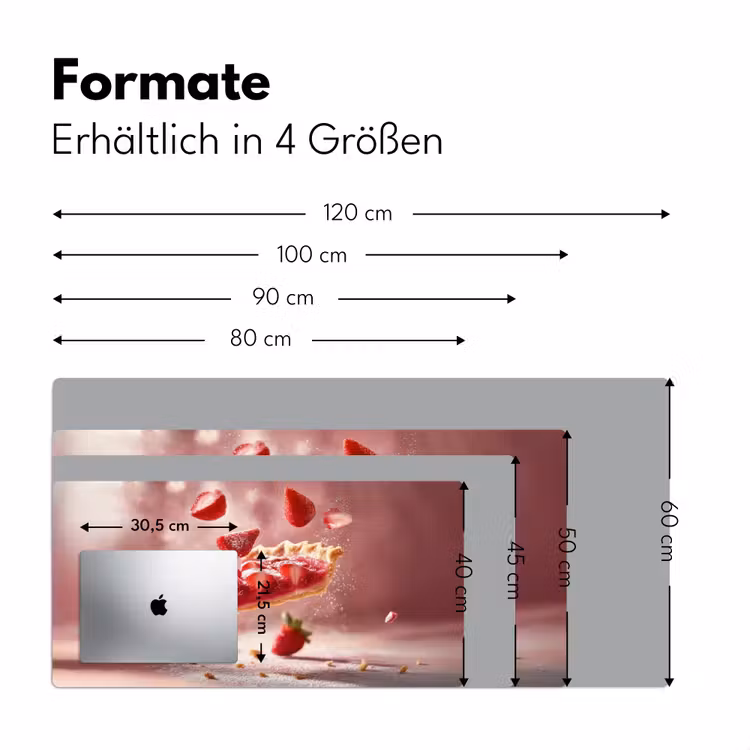 Aardbei - Taart- Eten - Roze Muismat XXL klein -ysfeer5_duits