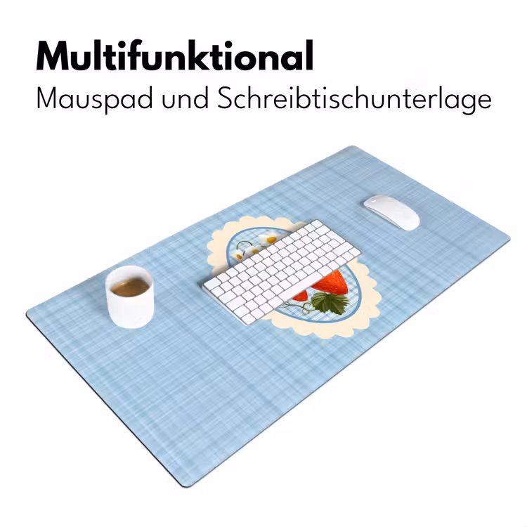 Aardbeien - Lijst - Rood - Geruit Muismat XXL klein -ysfeer4_duits
