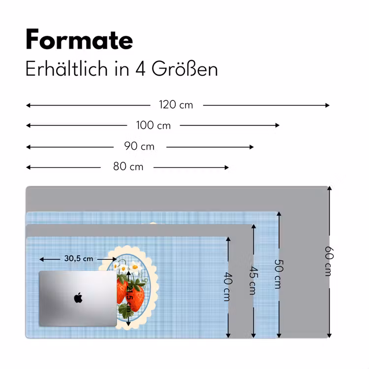 Aardbeien - Lijst - Rood - Geruit Muismat XXL klein -ysfeer5_duits