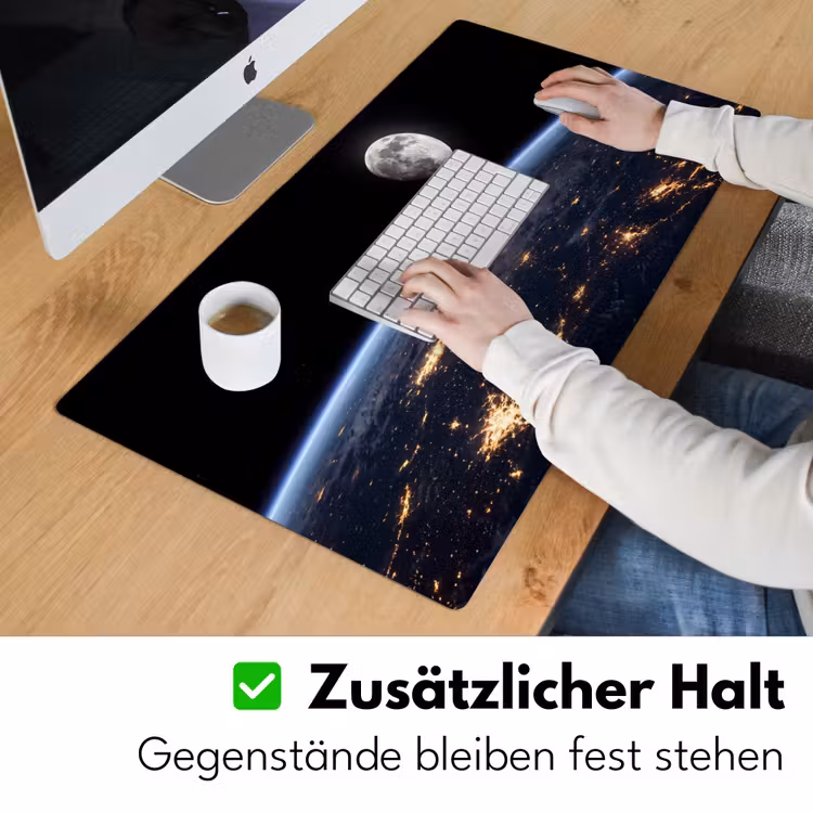 Schreibtischunterlage - Erde – Nacht – Weltraum - Aarde - Nacht - Ruimte Muismat XXL klein