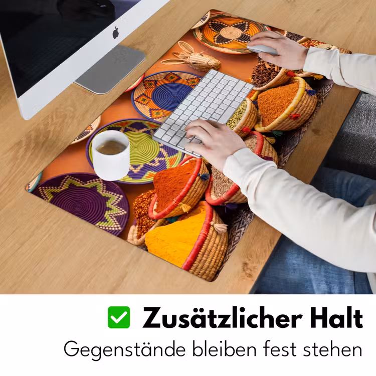 Schreibtischunterlage - Essen – Farbenfroh – Kultur - Eten - Kleurrijk - Cultuur Muismat XXL klein