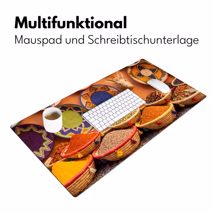 Schreibtischunterlage - Essen – Farbenfroh – Kultur - Eten - Kleurrijk - Cultuur Muismat XXL klein